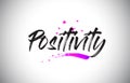 Positivity Handwritten Word Font with Vibrant Violet Purple Stars and Confetti Vector Royalty Free Stock Photo