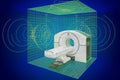 Positron Emission Tomography, PET facility, visualization 3d cad model, blueprint. 3D rendering Royalty Free Stock Photo