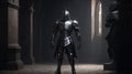 A possessed suit of armor standing guard in a dimly lit castle