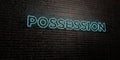 POSSESSION -Realistic Neon Sign on Brick Wall background - 3D rendered royalty free stock image