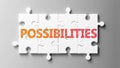 Possibilities complex like a puzzle - pictured as word Possibilities on a puzzle pieces to show that Possibilities can be