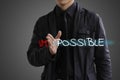 Possibility concept. Businessman makes the impossible possible