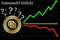 Possible graphs of forecast ColossusXT COLX - up, down or horizontally. Royalty Free Stock Photo