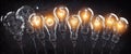 Possible impossible concept. Light bulbs in row with glowing text possible Royalty Free Stock Photo