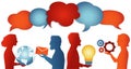 Speech bubble.Group of trendy profile silhouettes people talking sharing ideas information or data.Social media concept.Communi Royalty Free Stock Photo