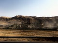 Post-apocalypse factory in the mountains. factory in Iran. East Azerbaijan. Dust and desert.