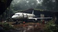 Post-apocalyptic Airplane Under Tree: A Rich And Immersive Photorealistic Art