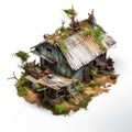 Post-apocalyptic Earthsea Cycle Shack: Isometric 3d Model Of A Rustic House