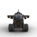 Post apocalyptic monster truck converted from a wreck of a war plane. Isolated 3D rendering front view