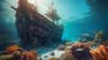 Post-apocalyptic Pirate Ship On Coral Reef: A Photo-realistic Underwater Masterpiece