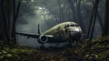 Post-apocalyptic Plane In Forest: A Distinctive Nose Artwork By Michael Komarck