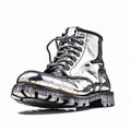 Post-apocalyptic Silver Boot On White Background