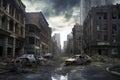 Post-Apocalyptic Solitude: A Glimpse into a Crumbling City s Silent Streets, ai generative