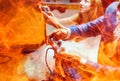 Post-apocalyptic wedding: a couple sits by a fire. High-quality fantasy stock photo capturing love amidst chaos. gaming