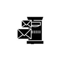 Post box black icon concept. Post box flat vector symbol, sign, illustration. Royalty Free Stock Photo