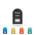 Post box icon isolated on white background. Mail box sign. Set elements in colored icons. Flat design. Vector Royalty Free Stock Photo