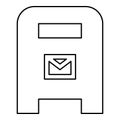 Post box mail postal letterbox mailbox contour outline line icon black color vector illustration image thin flat style Royalty Free Stock Photo