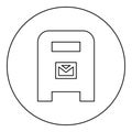 Post box mail postal letterbox mailbox icon in circle round black color vector illustration image outline contour line thin style Royalty Free Stock Photo