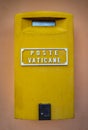 Post box for mails in Vatican City. Yellow box for letters. Mail box in Vatican