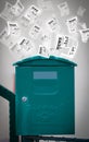 Post box with daily newspapers flying