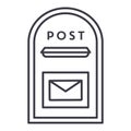 Post box vector line icon, sign, illustration on background, editable strokes Royalty Free Stock Photo