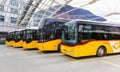 Post Buses at the bus station in the city of Chur in Switzerland