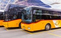 Post Buses at the bus station in the city of Chur in Switzerland