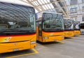 Post Buses at the bus station in the city of Chur in Switzerland