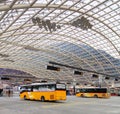 Post Buses at the bus station in the city of Chur in Switzerland