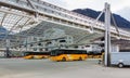 Post Buses at the bus station in the city of Chur in Switzerland