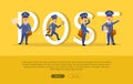 Post Conceptual Web Banner with Cartoon Postman