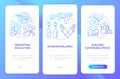 Post conflict recovery blue gradient onboarding mobile app screen