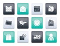 Post, correspondence and Office Icons over color background