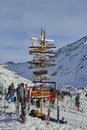 Post with directions to the ski slopes in the Austrian Alps, Ischgl