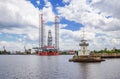 Post of Distance traffic service and Arctic drilling platform in Kronstadt, Russia