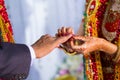 Close up of Engagement or ring ceremony in indian wedding Royalty Free Stock Photo