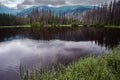 Post-glacial lake Smreczynski Pond in spring in the mountains