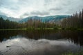 Post-glacial lake Smreczynski Pond in spring in the mountains of the Tatra Mountains