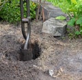 Post Hole Digger Preparing Ground for Fence Post Royalty Free Stock Photo