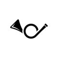 Post Horn, Music Brass Instrument, Trumpet. Flat Vector Icon illustration. Simple black symbol on white background. Post Horn, Royalty Free Stock Photo