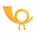 Post horn. Trumpet. Postal service symbol. Flat icon.