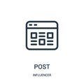 post icon vector from influencer collection. Thin line post outline icon vector illustration Royalty Free Stock Photo