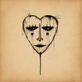 Post-impressionism Minimalist Illustration: Love, Evil, And Dark Pen Mask