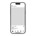 Post Instagram feed frame mockup with smartphone Iphone 15 pro max template design - vector