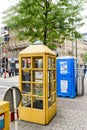 Post Luxembourg yellow phone Royalty Free Stock Photo