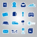 Post and mail blue stickers set Royalty Free Stock Photo