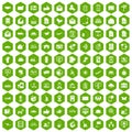 100 post and mail icons hexagon green