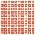 100 post and mail icons set grunge orange