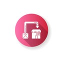 Post manufacturing pink flat design long shadow glyph icon