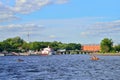 Post MOE in Kronverksky Strait Neva river and Kronverksky bridge